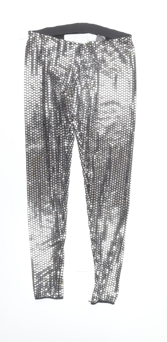 Maison Martin Margiela Women’s Silver Geometric Leggings Size 10 Party Wear