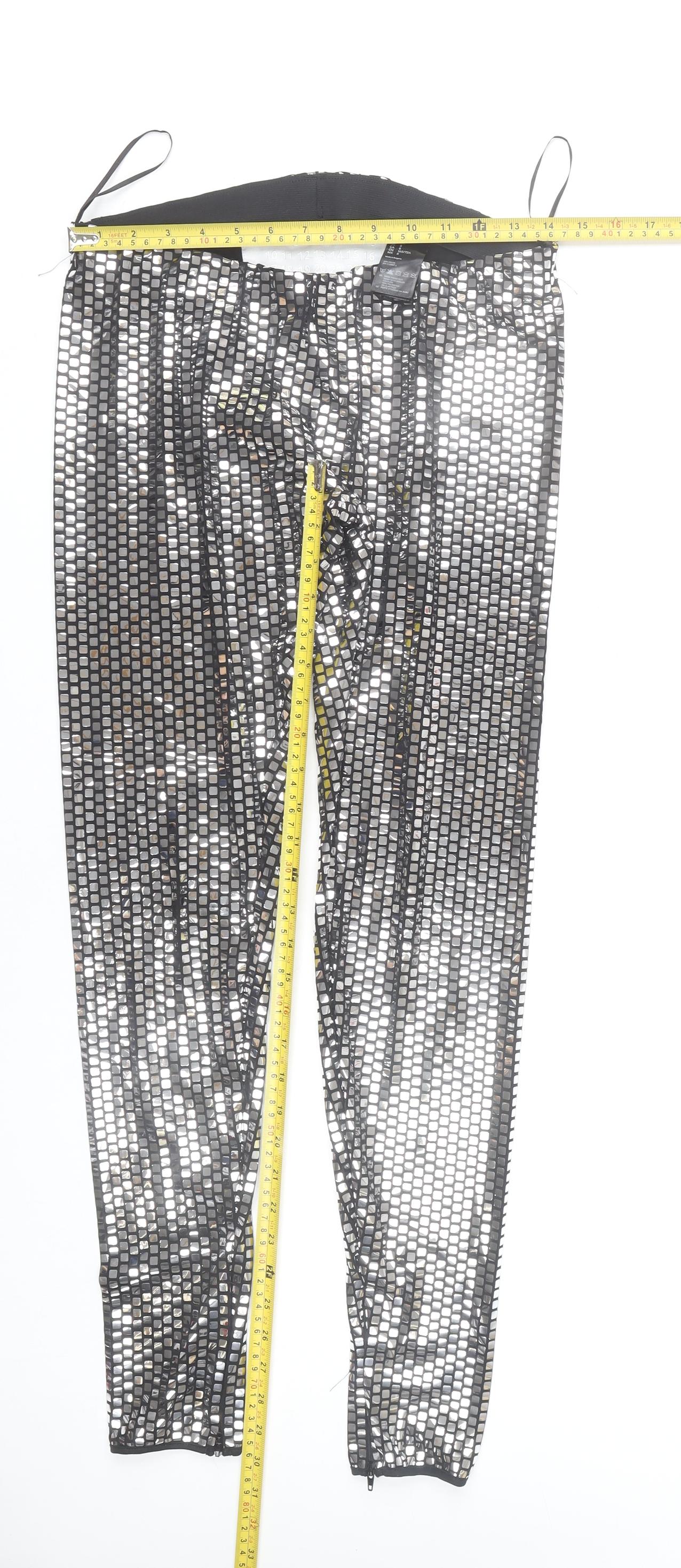 Maison Martin Margiela Women’s Silver Geometric Leggings Size 10 Party Wear