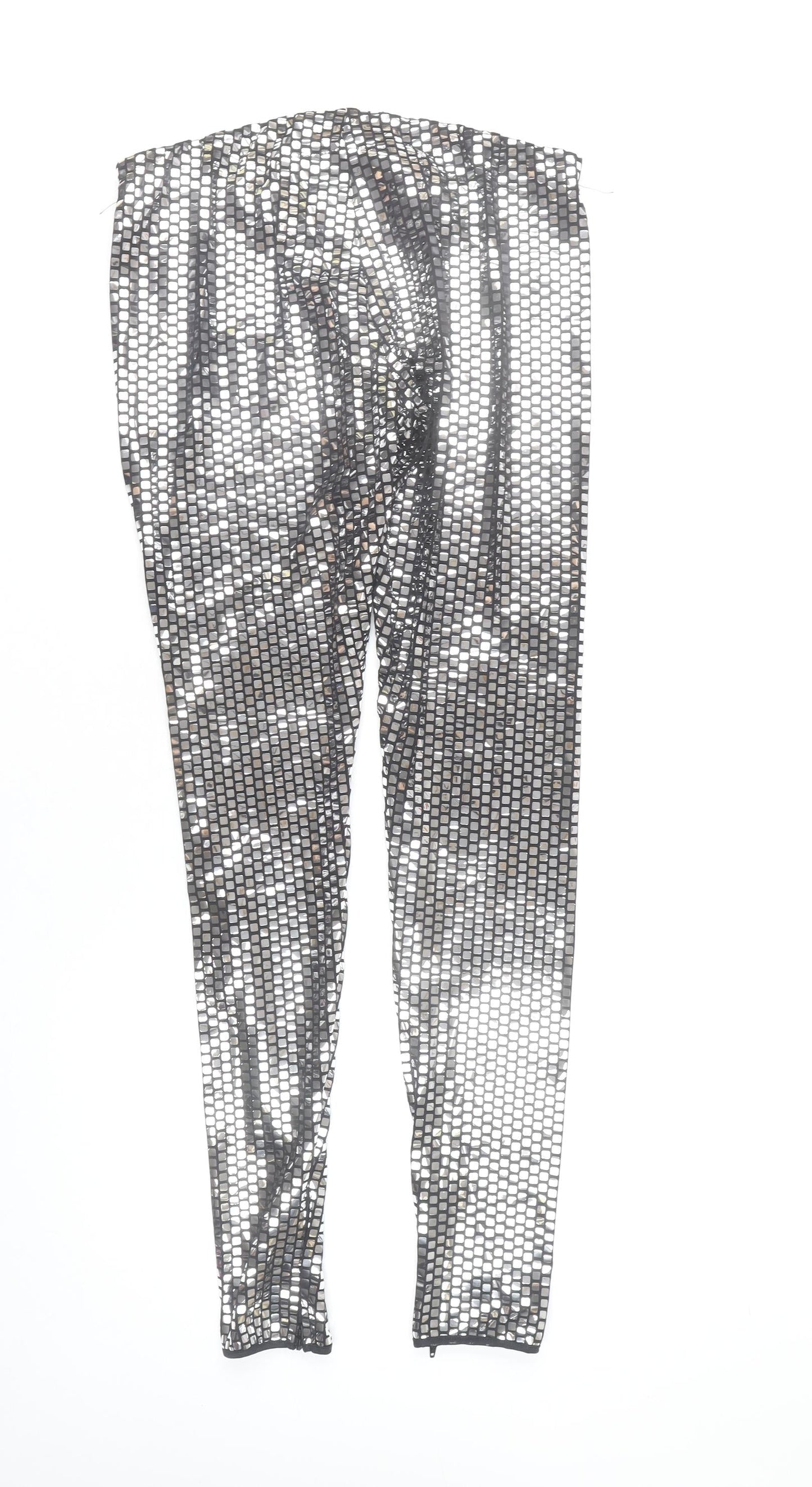 Maison Martin Margiela Women’s Silver Geometric Leggings Size 10 Party Wear