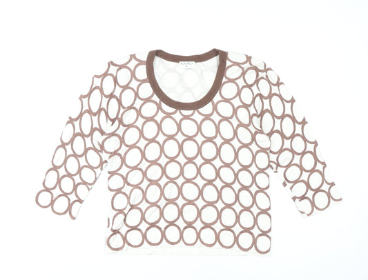 Kaliko Women's Brown Scoop Neck Geometric Jumper UK 16