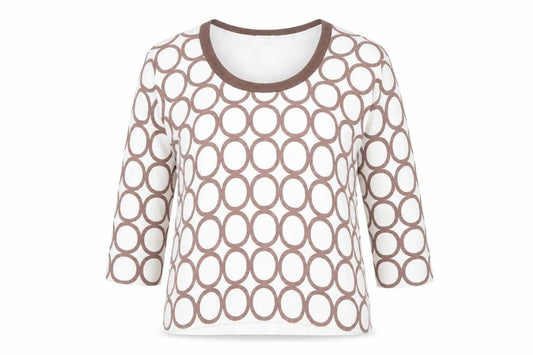 Kaliko Women's Brown Scoop Neck Geometric Jumper UK 16