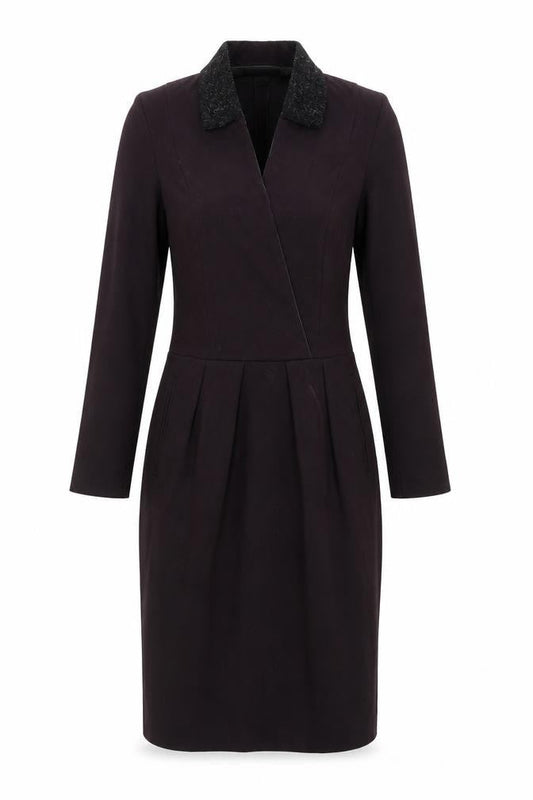 Nicole Farhi Women's Black Wool Cotton Sheath Dress UK 6 Knee Length