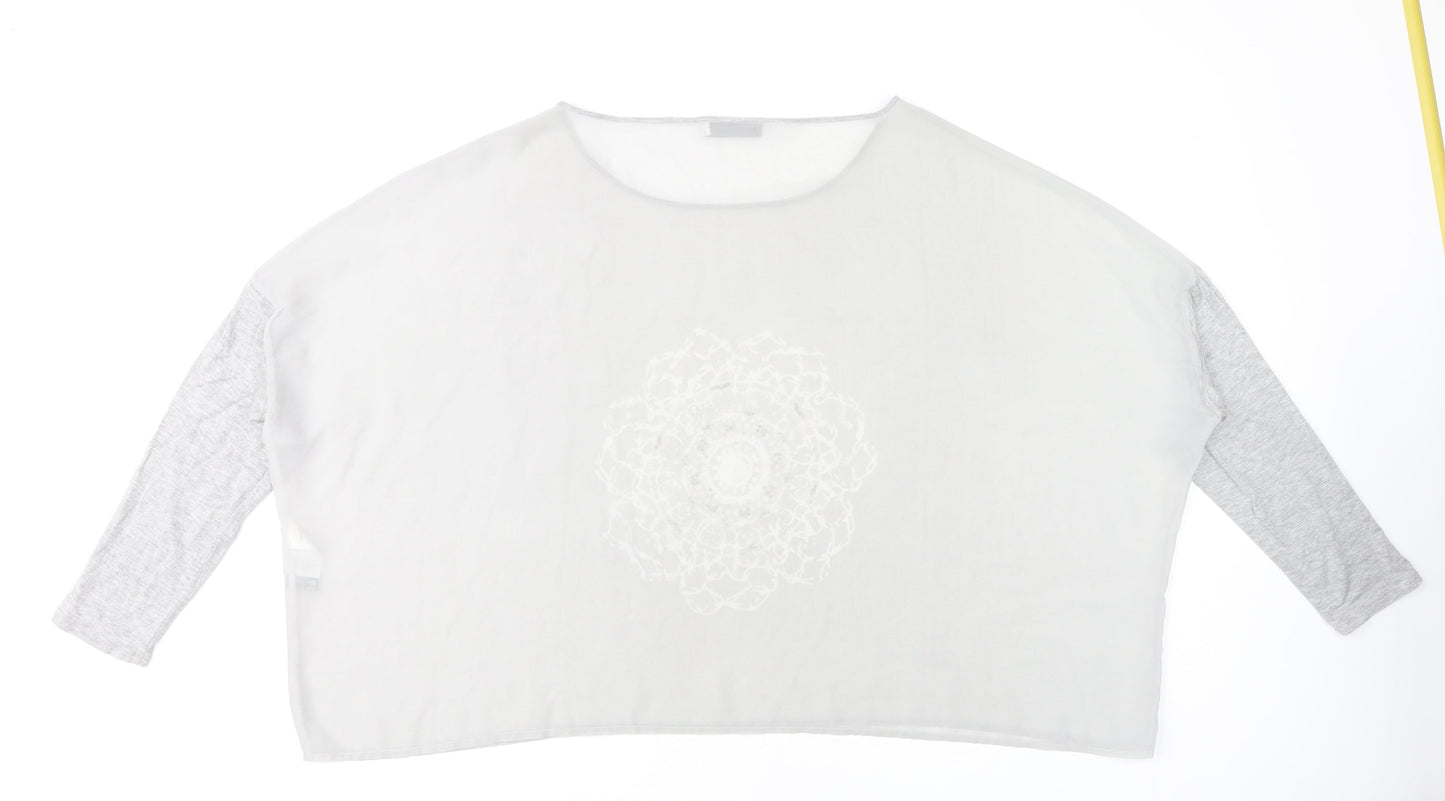 Mint Velvet Women’s Grey Beaded Embroidered Blouse UK 18