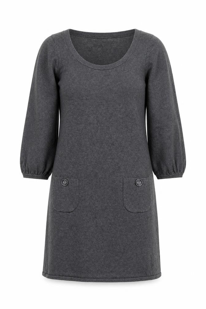 Marks & Spencer Women’s Grey Shift Dress UK 12 Knee Length 3/4 Sleeve