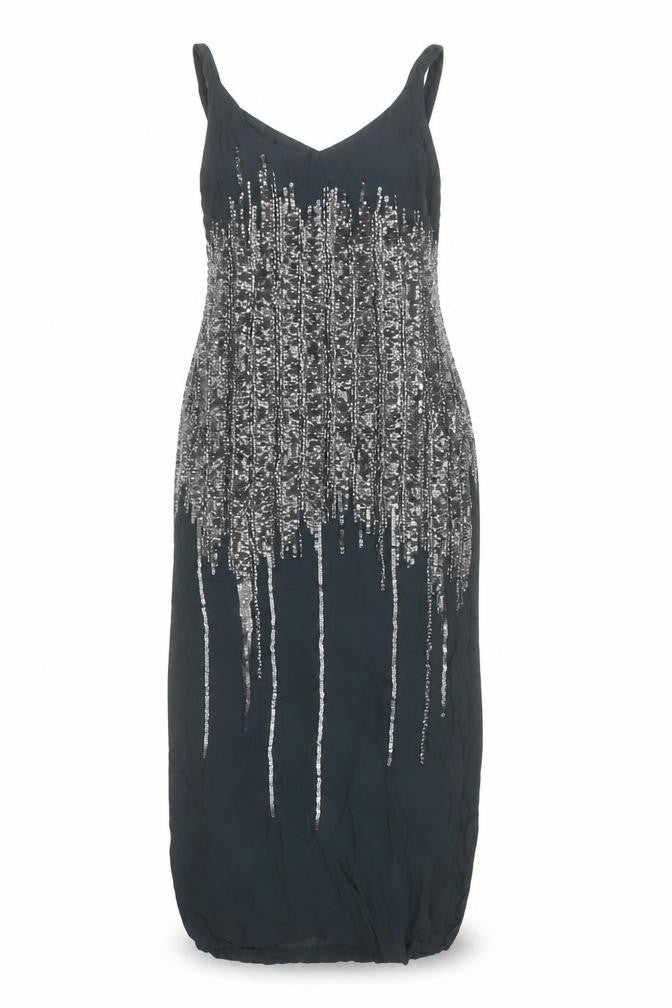 French Connection Women’s Green Sequin Shift Dress UK 10 Party Cocktail