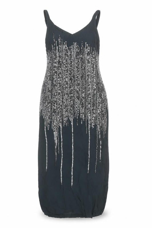 French Connection Women’s Green Sequin Shift Dress UK 10 Party Cocktail