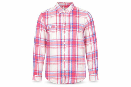 Tommy Hilfiger Men’s Red Plaid Cotton Long Sleeve Button-Up Shirt L
