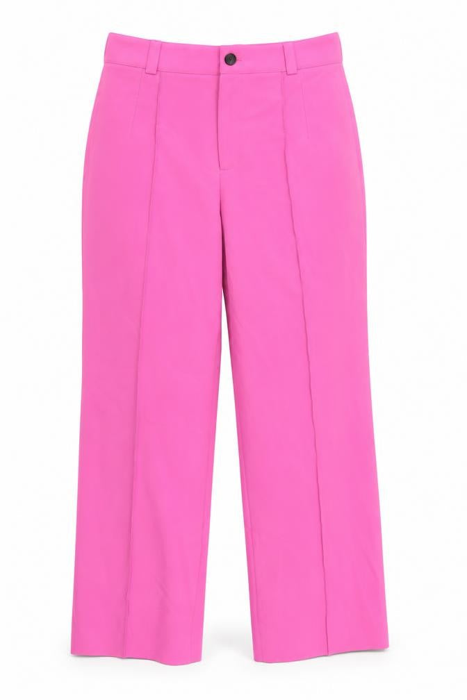 Zara Women’s Pink Straight Leg Trousers Size L Mid Rise Viscose Blend
