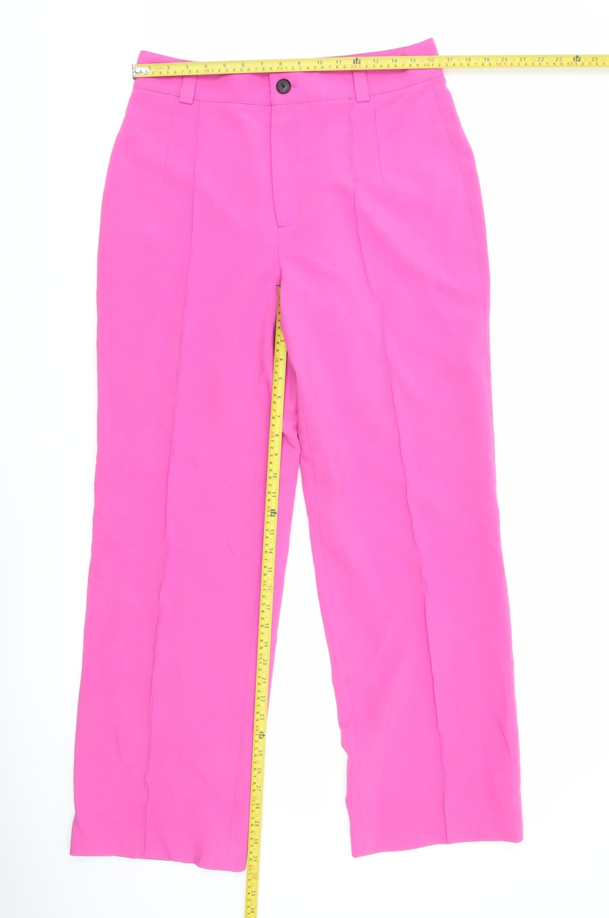 Zara Women’s Pink Straight Leg Trousers Size L Mid Rise Viscose Blend