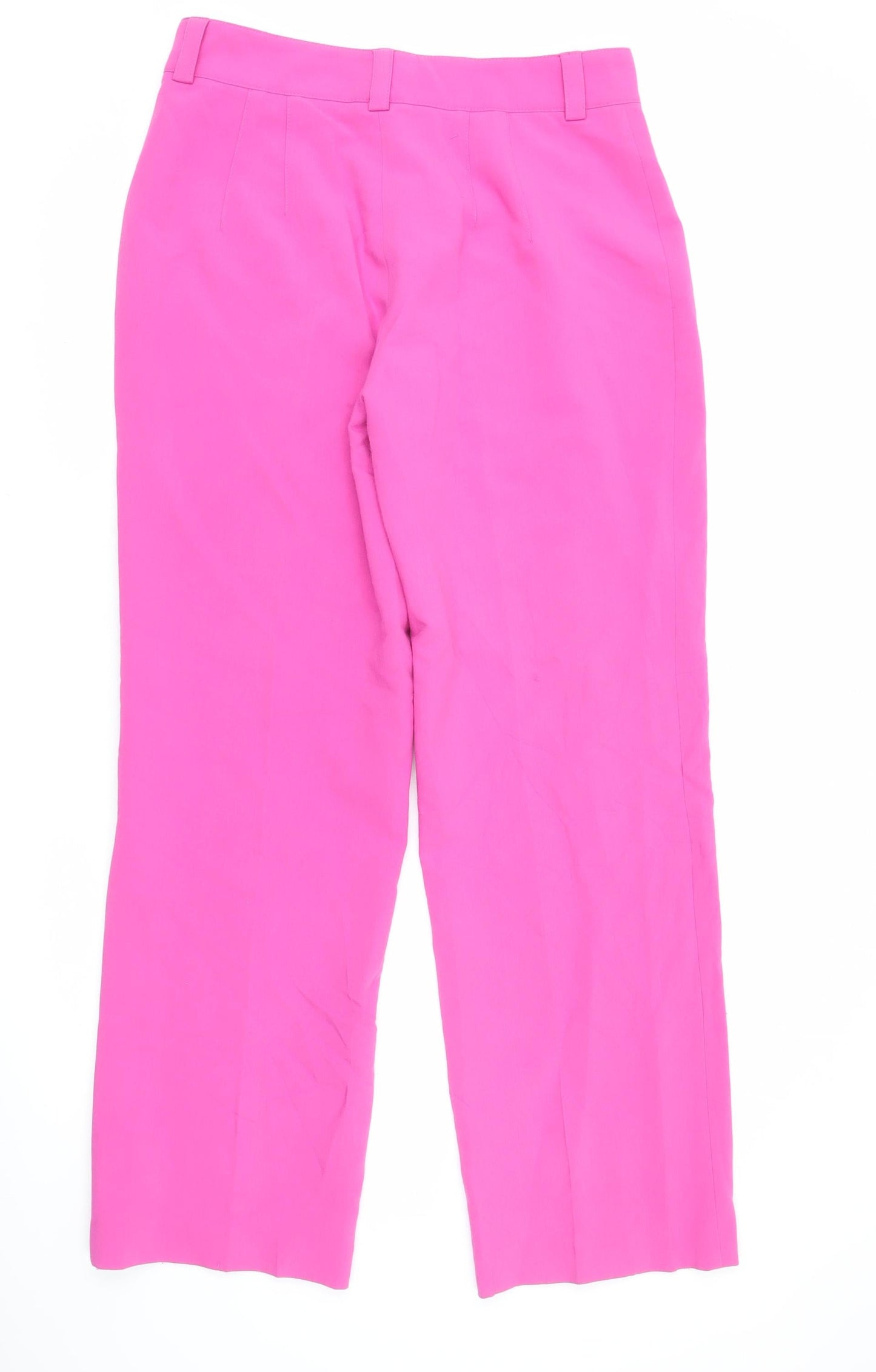 Zara Women’s Pink Straight Leg Trousers Size L Mid Rise Viscose Blend