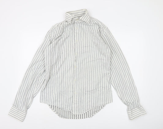 Zara Man White Striped Long Sleeve Button-Up Shirt Men's S 38in