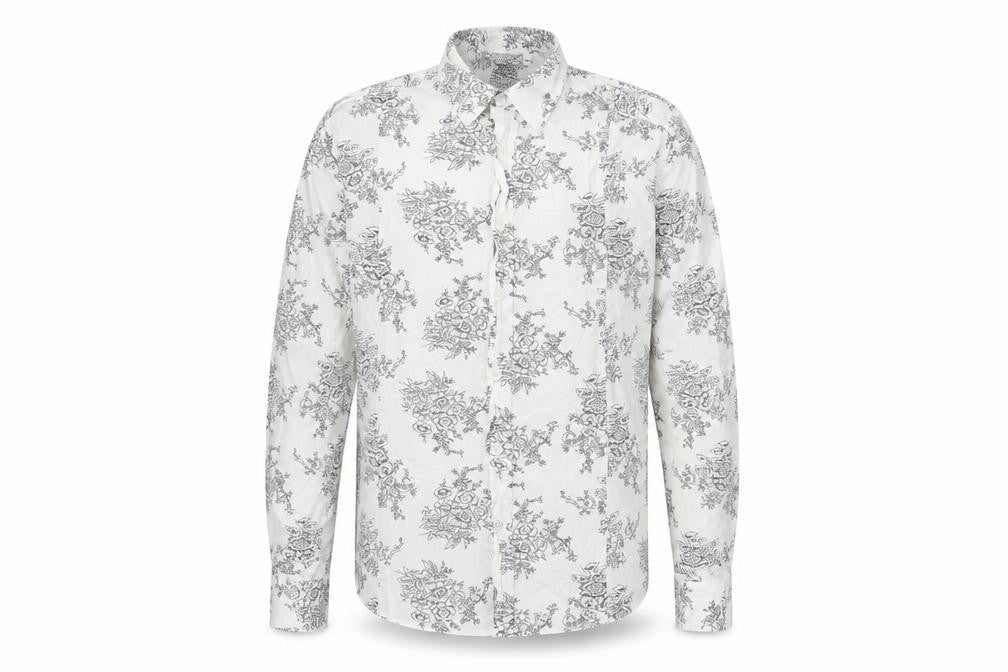 X&O Everywear Men's White Floral Long Sleeve Button-Up Shirt M