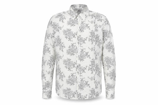 X&O Everywear Men's White Floral Long Sleeve Button-Up Shirt M