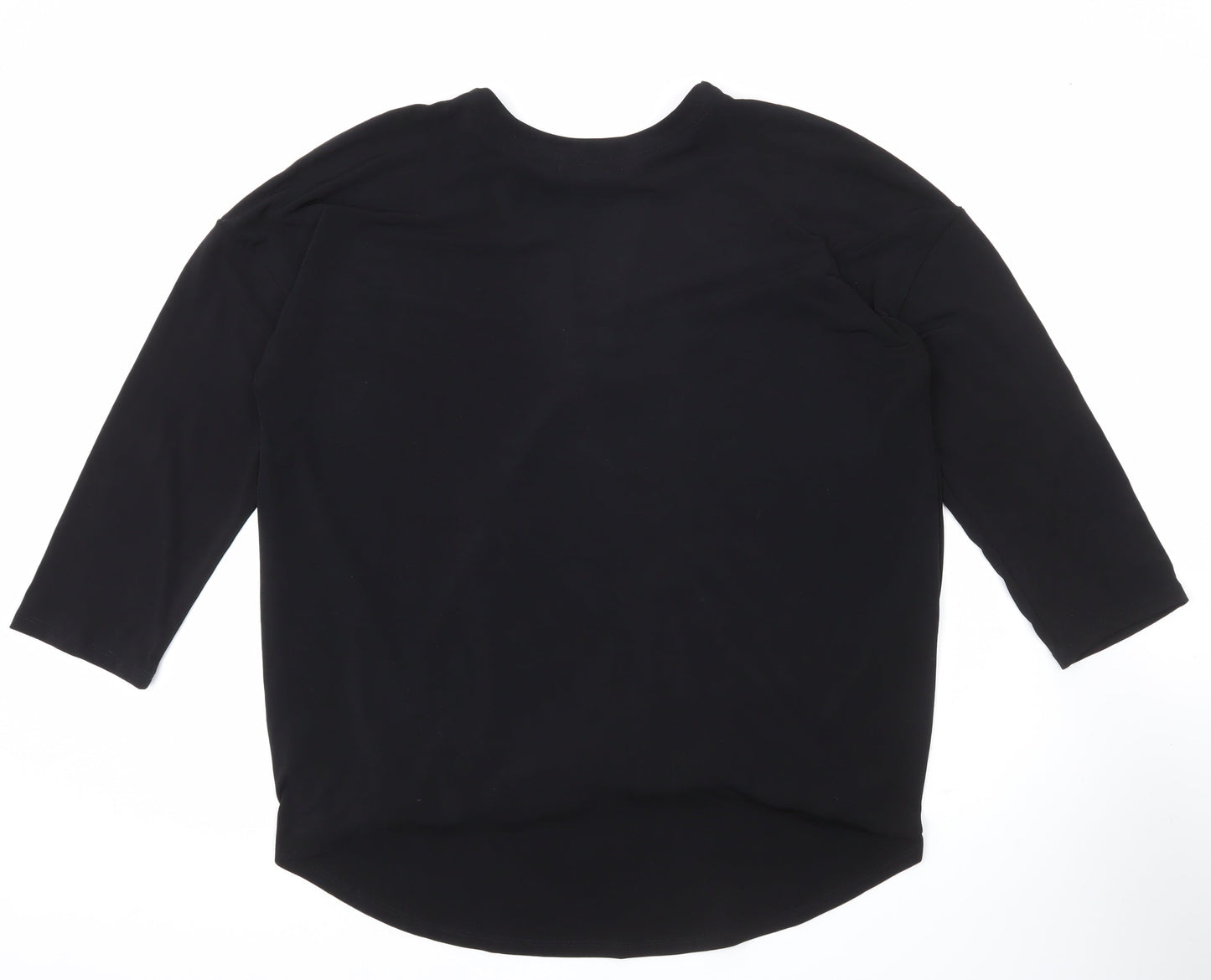 Cynthia Rowley Women’s Black Wrap Blouse XL 3/4 Sleeve V-Neck