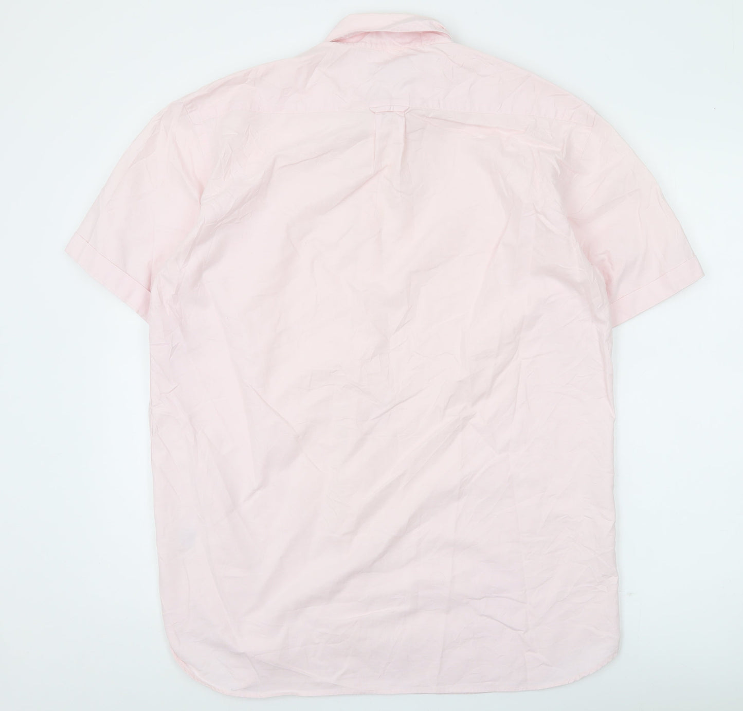 Gant Men's Pink Short Sleeve Button-Up Cotton Shirt L 44in