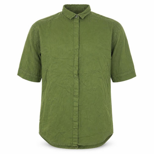 Monki Unisex Adults Green XS 3/4 Sleeve Cotton Button-Up Shirt