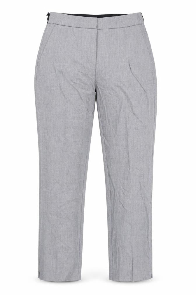 Zara Women Grey L Regular Fit Straight Leg Trousers Elastic Waist