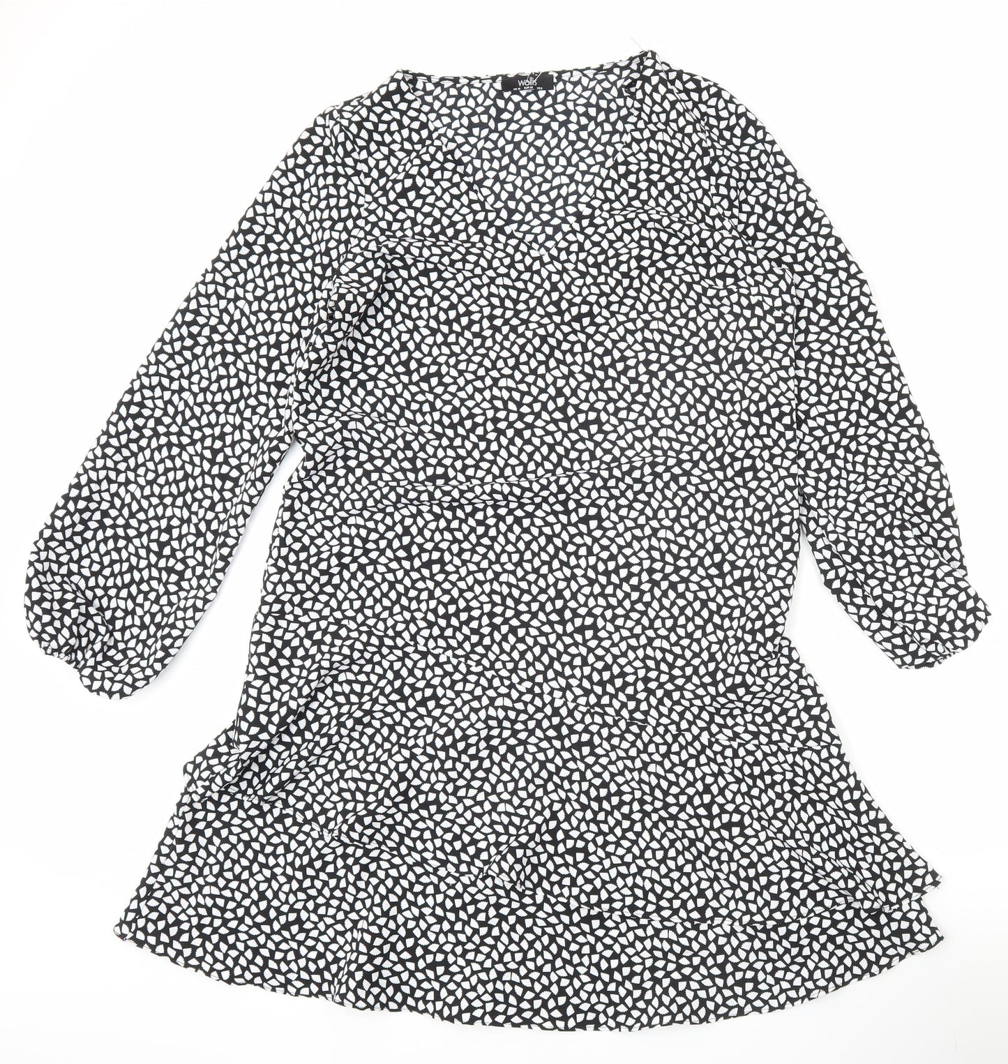 Wallis Women’s Black Geometric Short A-Line Dress Size 10