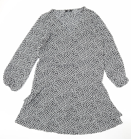 Wallis Women’s Black Geometric Short A-Line Dress Size 10
