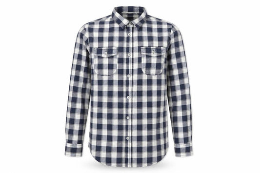Lee Cooper Men's Blue Check Long Sleeve Button-Up Shirt Size 14