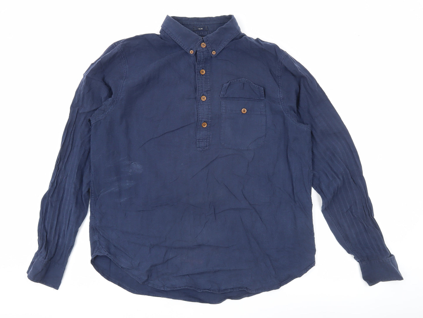Abercrombie & Fitch Men’s Blue XL Long Sleeve Cotton Button-Up Shirt