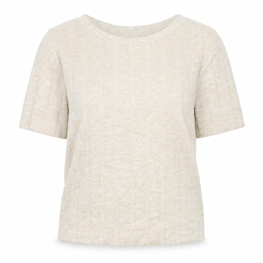 Zara Women’s Beige Knit Short Sleeve Basic T-Shirt Size S