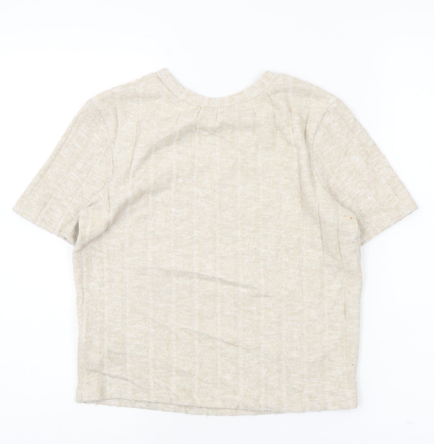 Zara Women’s Beige Knit Short Sleeve Basic T-Shirt Size S