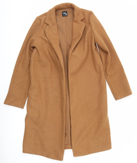 Zara Women’s Brown Long Open Overcoat Size S Autumn Winter