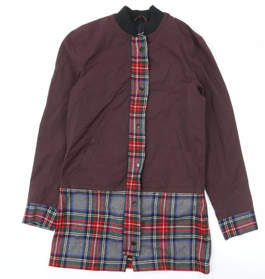 River Island Men’s Brown Plaid Trim Bomber Jacket XS Autumn Winter