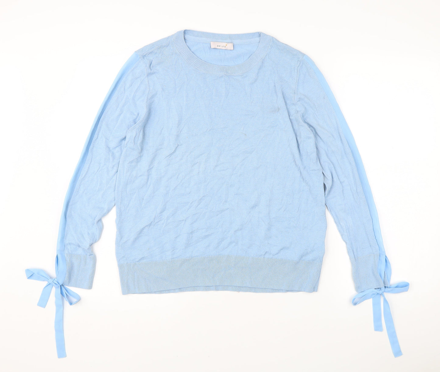 Marks and Spencer Women’s Blue Crew Neck Bow Sleeve Jumper Size 16
