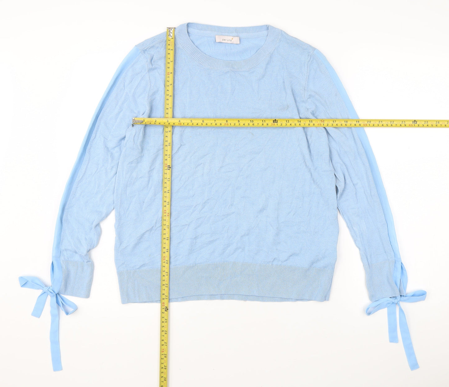 Marks and Spencer Women’s Blue Crew Neck Bow Sleeve Jumper Size 16