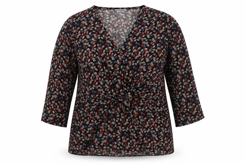 Chianti Women’s Multicoloured Floral Wrap Blouse Size 18 Chiffon 3/4 Sleeve