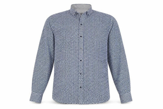Red Jack Men's Blue Geometric Long Sleeve Cotton Dress Shirt M