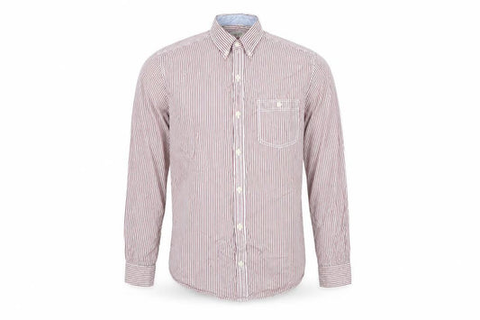 Next Men’s Red Striped Cotton Long Sleeve Dress Shirt L