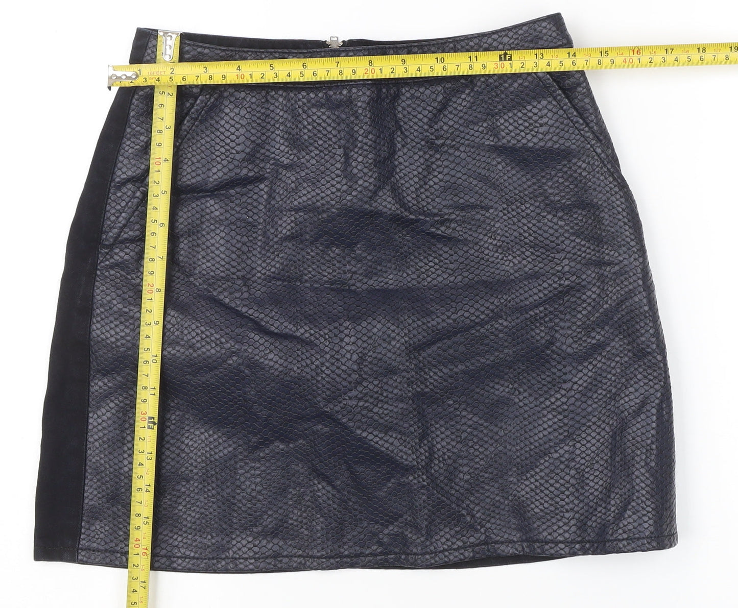 Topshop Women Black Size 10 Straight Pencil Denim Skirt
