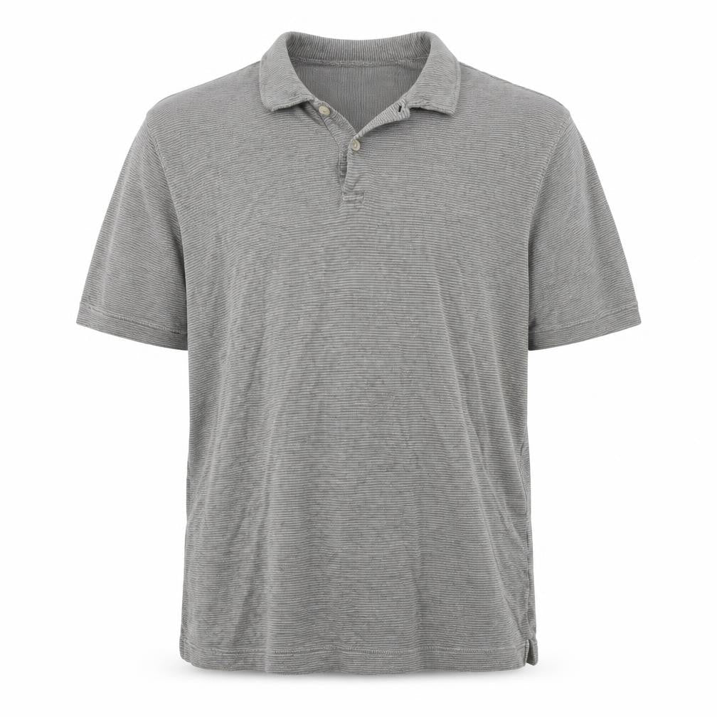 Fraser Mens Grey Striped Polo Shirt XL Short Sleeve Casual Top