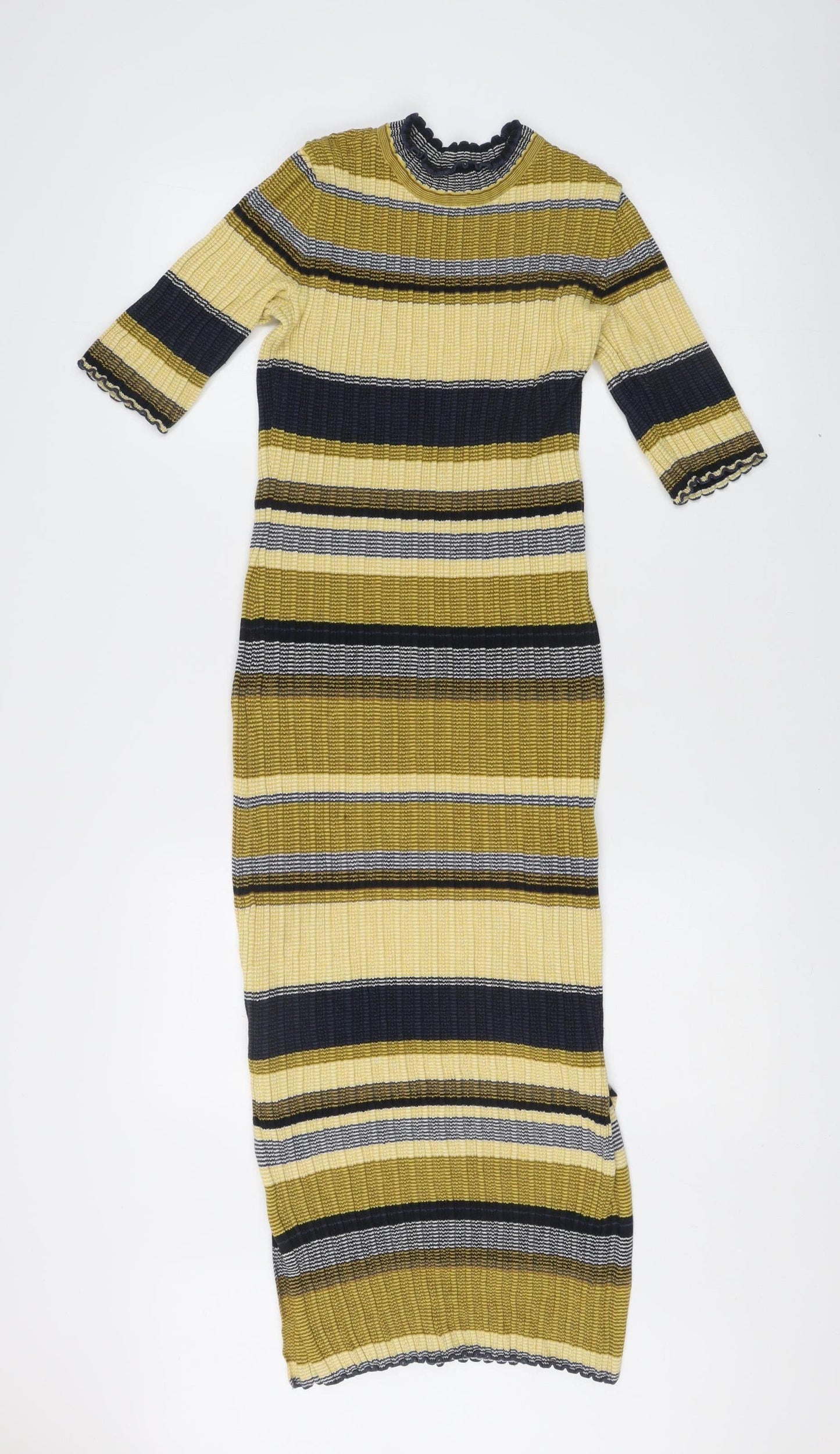 H&M Women’s Multicoloured Stripe Knit Bodycon Midi Dress S