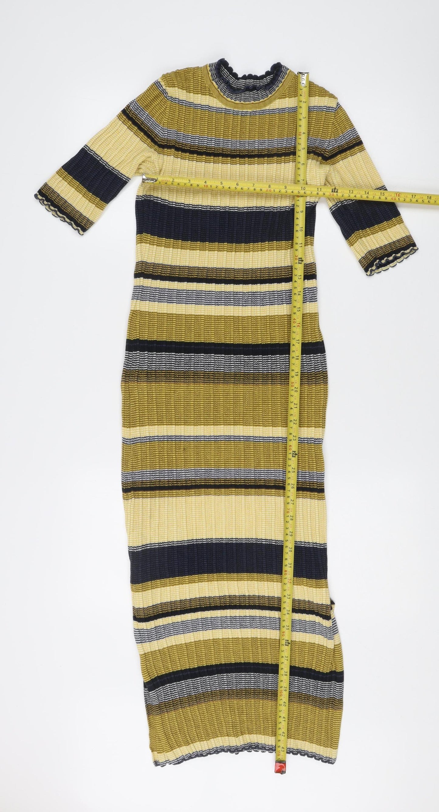 H&M Women’s Multicoloured Stripe Knit Bodycon Midi Dress S