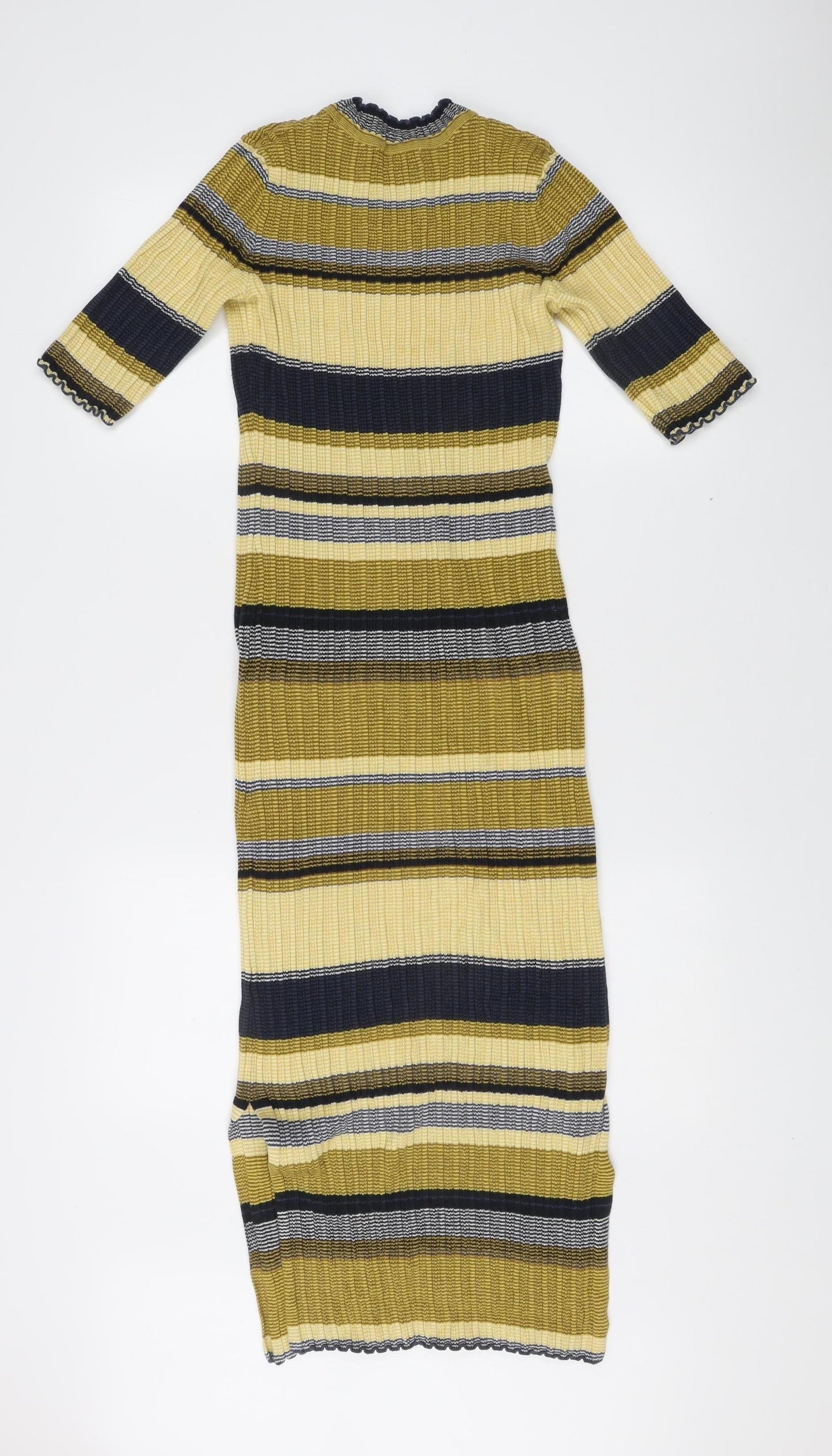 H&M Women’s Multicoloured Stripe Knit Bodycon Midi Dress S