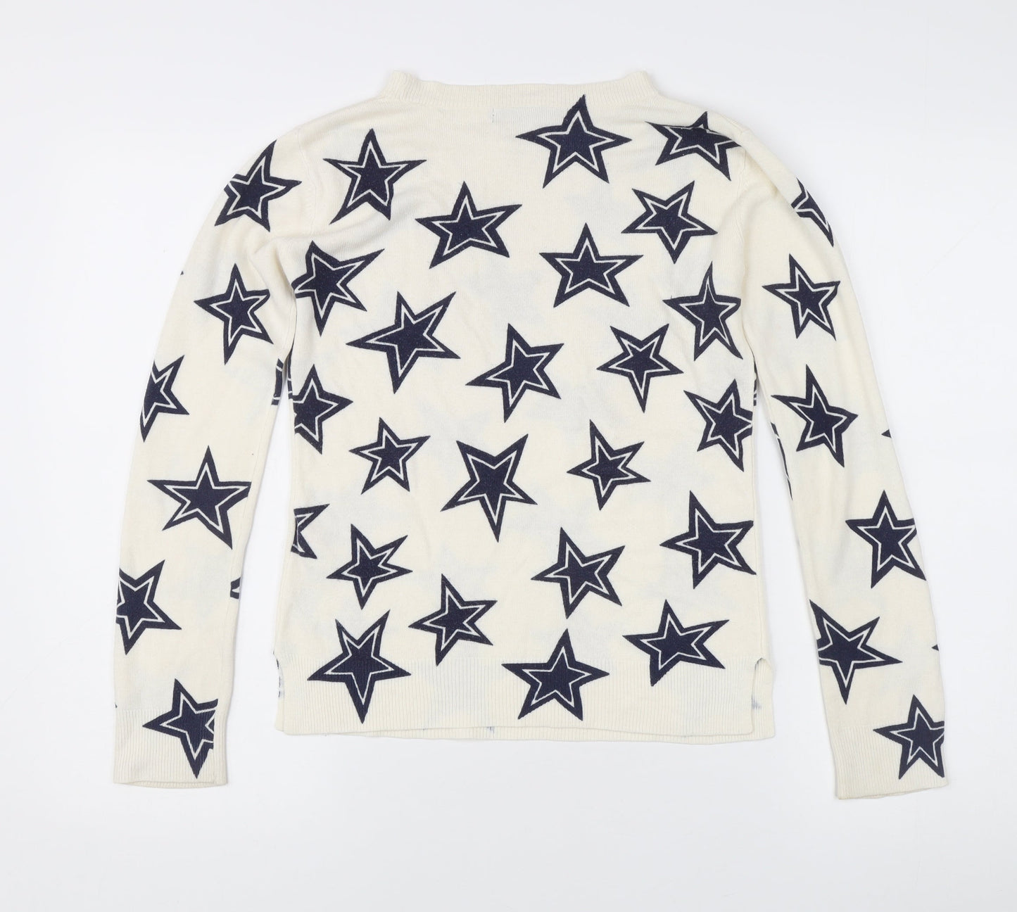 Marks and Spencer Women's Ivory Star Print Crew Neck Jumper Size 6
