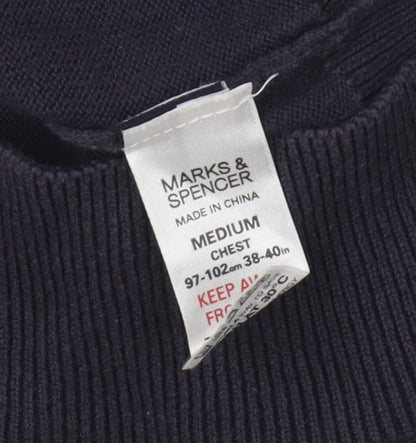 Marks & Spencer Men’s Blue Argyle V-Neck Cotton Golf Jumper M