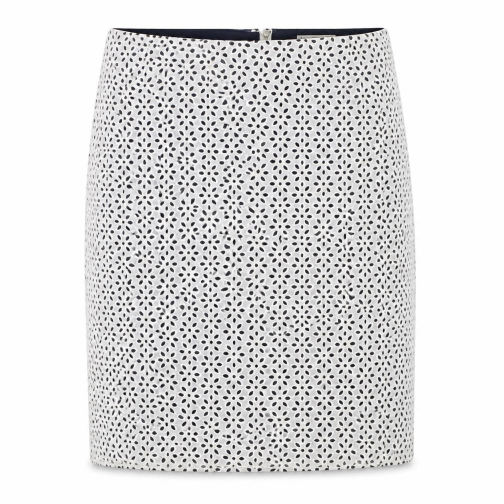 Lucy & Laurel Womens White Geometric Pencil Skirt S Knee Length