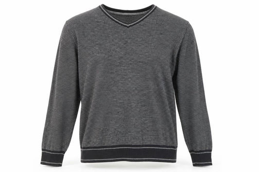 Marks & Spencer Men’s Black Striped V-Neck Cotton Jumper M