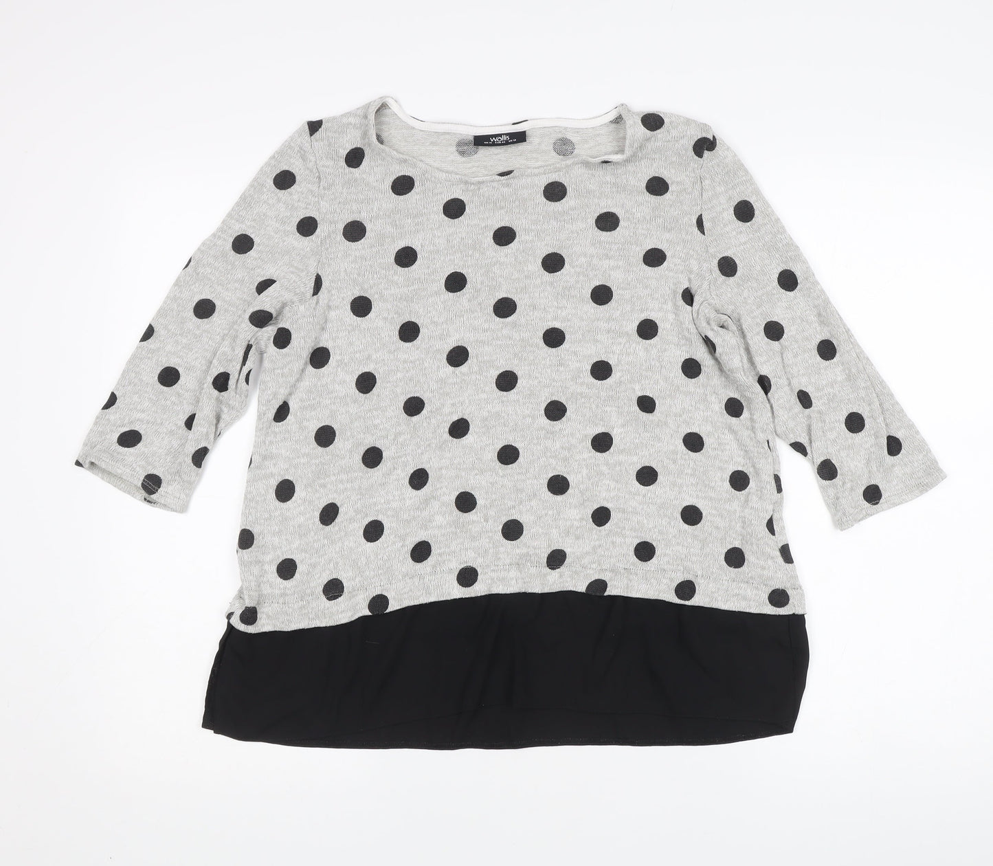 Wallis Women’s Grey Polka Dot 3/4 Sleeve Knit Jumper UK 16