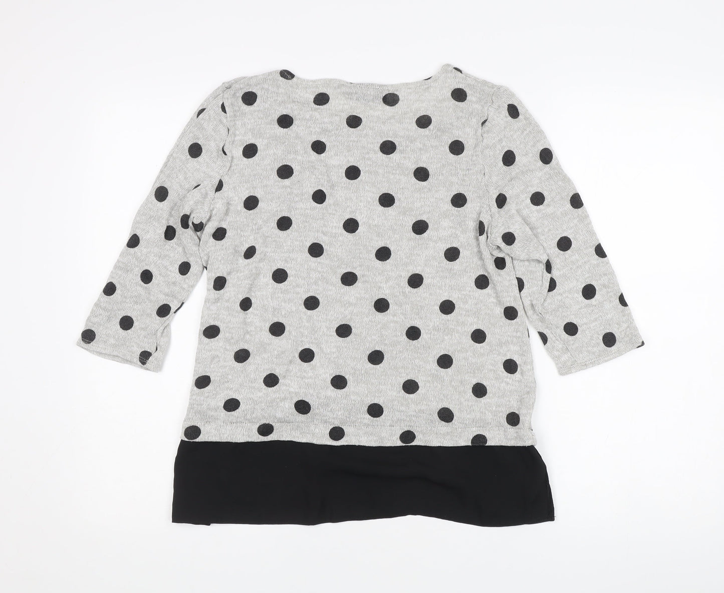 Wallis Women’s Grey Polka Dot 3/4 Sleeve Knit Jumper UK 16