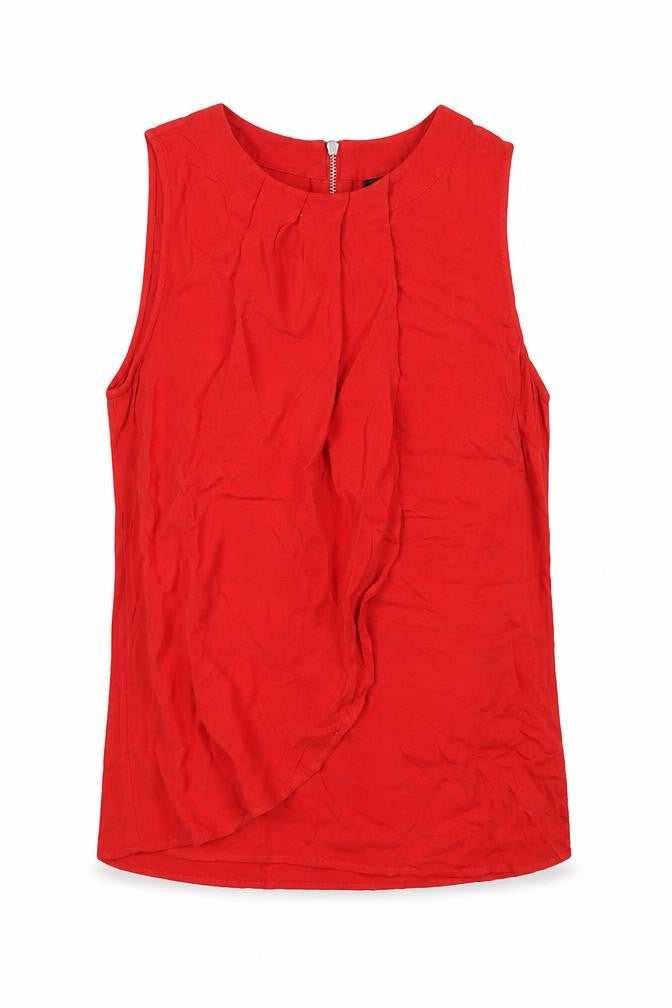 Warehouse Womens Red Chiffon Sleeveless Blouse UK 10 Summer Casual