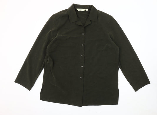 Holmewood Women's Green Size 16 Collared Long Sleeve Button-Up Shirt