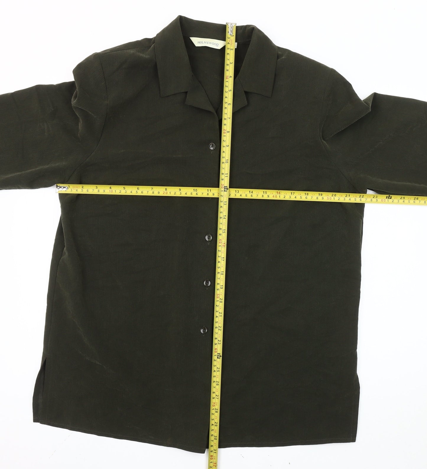 Holmewood Women's Green Size 16 Collared Long Sleeve Button-Up Shirt