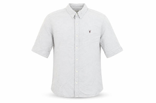 AllSaints Men's Grey Small Button-Down Collar 3/4 Sleeve Shirt