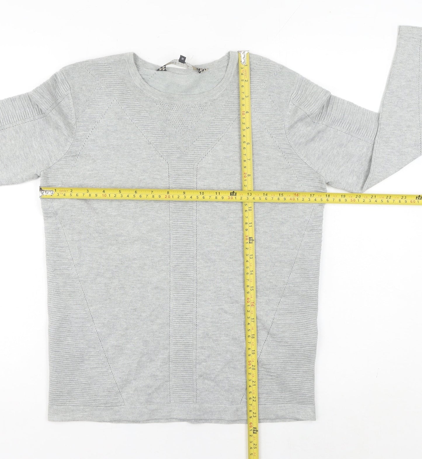 Principles Women Grey Size 12 Crew Neck Long Sleeve Pullover Jumper